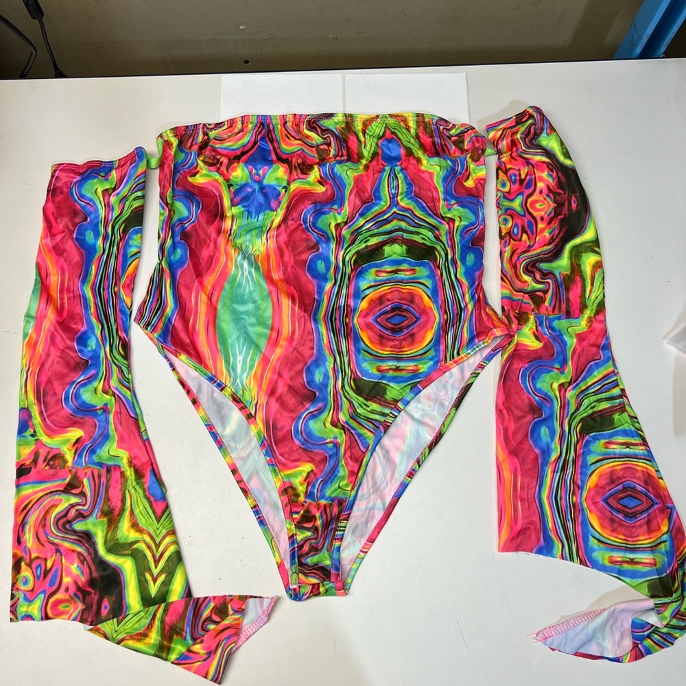 Vibrant Multicolor Swimsuit with Long Sleeves